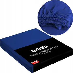 Простыня на резинке 90 х 200 см, трикотаж, дышащая, прочная, синего цвета. DrBED