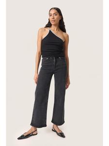 Soaked in Luxury Футболка-джерси SL Simone, приталенный крой, черная с серебристо-голубыми элементами