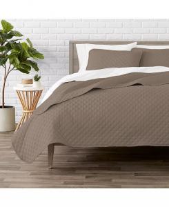 Комплект ультрамягких покрывал с ромбовидной прошивкой, полный/королевский Bare Home, бежевый