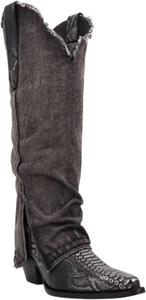 Женские повседневные ботинки Dingo Shabby с принтом ящерицы, открытый носок, на высоком голенище, средний каблук 2-3 - синие