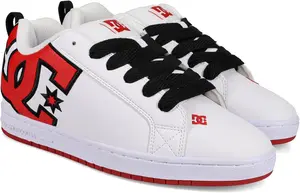 Мужские кеды DC Mens Court Graffik Casual с низким верхом для скейтборда Dc Shoes, белый/красный