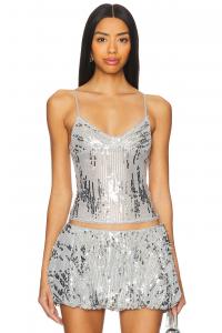 Топ из кружева с пайетками Jaded London, серебряный