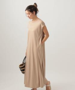 Платье из шелкового атласа с логотипом Bayflow, цвет Beige 55
