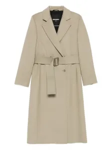 Двубортное пальто с поясом Patrizia Pepe, нейтральный