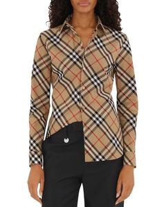 Рубашка облегающего кроя Burberry, коричневый/бежевый