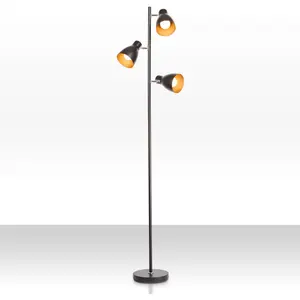 Торшер B.K.Licht, 3 лампочки, лампа E27 | без лампочки, светодиодный торшер, дизайнерский торшер, ретро, ​​винтаж, металл, черный и золотой