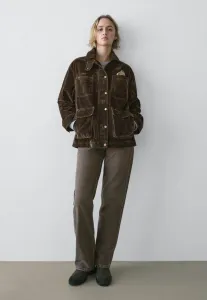 Джинсовая куртка с воротником, отделанным бархатом. Massimo Dutti, Khaki