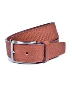 Мужской коричневый кожаный ремень с гравировкой Miguel Bellido