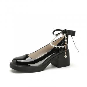 HKCP Черные женские туфли на платформе с массивным каблуком 6,5 см, цвет Black