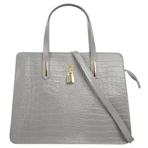 Сумка с ручкой Cluty, натуральная кожа, производство Италия, серый