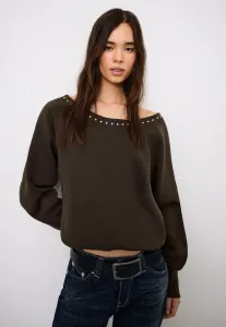 Асимметричная толстовка с заклепками Bershka, Dark Brown