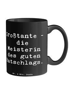 Кружка с советами двоюродной бабушки, с надписью на черном Mr. & Mrs. Panda