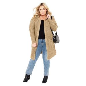 Женский плюс сайз худи-кардиган в стиле челси из мягкого трикотажа Avenue, Chai