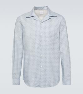 Рубашка из хлопка с принтом Brunello Cucinelli, Turchese