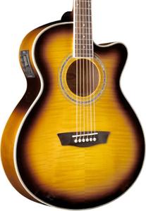 Акустическая гитара Washburn EA15 Petite Jumbo Cutaway Flame Maple Acoustic-Electric Guitar, Burst