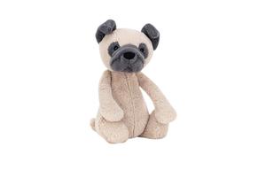 JELLYCAT Коллекционная игрушка собака Shy Pug Dog Ecru плюшевая кукла высота 23 см в сидячей позе
