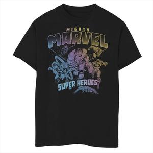 Футболка с градиентным портретом для мальчиков 8–20 лет Marvel Mighty Marvel Super Heroes Marvel, черный