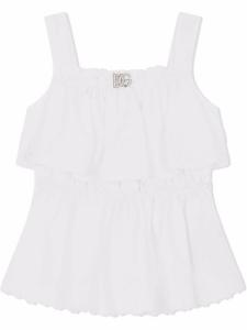 Dolce & Gabbana топ с оборками и логотипом DG, белый