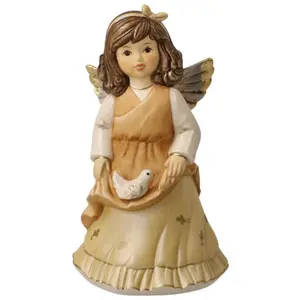 Фигурка ангела Goebel "Ангел - Ангел Мира", рождественское украшение, высота ок. 14,5 см, коллекционная фигурка, рождественская фигурка, декоративная фигурка из керамогранита, цвет campagnerfarben, bunt
