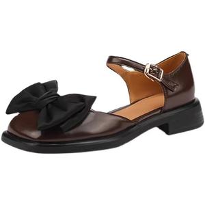 WUJI Блок каблук мэри джейн туфли женские коричневые, цвет Brown