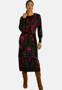 Платье-Комбинезон средней длины прямого кроя Love & Roses, Black Floral Jaquard