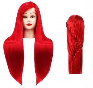 Головка тренировочная Иза 80 см красная, термоволосы + ручка, насадка парикмахерская, насадка для упражнений, Calissimo, красный