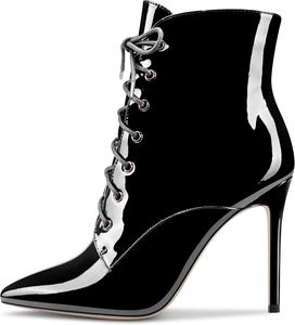 Женские ботильоны Castamere на высоком каблуке, застежка-молния, заостренный носок, короткие ботинки с шнуровкой, сексуальные офисные туфли с каблуком 3,9 дюйма, Black Patent