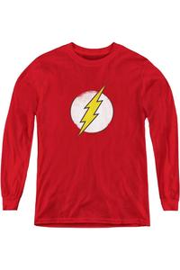 Футболка с длинным рукавом для подростков DC Comics Flash с логотипом Rough Flash Gildan, красный