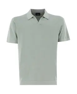 Хлопковая рубашка-поло с трикотажной отделкой Drumohr, зеленый