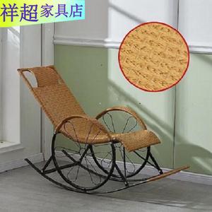 Vinoya Кресло-качалка из ротанга для улицы и балкона, широкие плетеные полосы, желтое