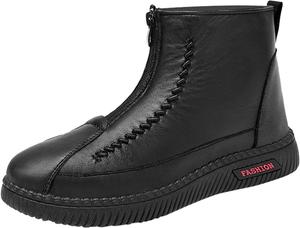 Женские Ботинки Выше Щиколотки Водонепроницаемые с Пенной Стелькой Памяти Зимние Снежные Ботинки с Меховой Подкладкой Удобные Винтажные Ботильоны для Мам Generic, Black