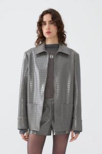 Женская куртка из искусственной кожи с воротником-рубашкой NOCTURNE, Grey
