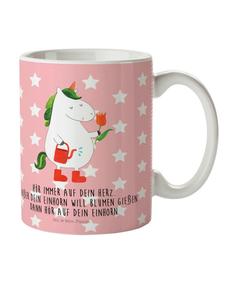 Детская кружка Садовник-единорог с надписью в пастельно-красных тонах Mr. & Mrs. Panda