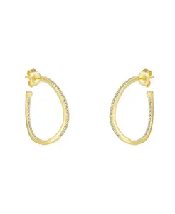 Большие волнистые серьги-кольца из стерлингового серебра с внутренними драгоценными камнями Spero London, gold