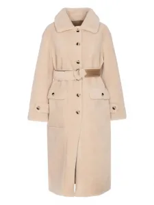 Пальто из искусственного меха с поясом Urbancode, нейтральный