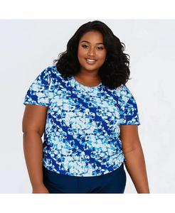 Купальный топ и плавки/бюстгальтер Adele больших размеров с короткими рукавами Calypsa, Blue drift