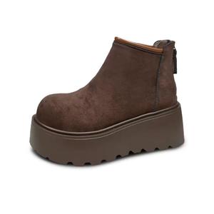 Термостойкие абразивоустойчивые утепленные короткие ботинки для женщин Take the Qin, Coffee (Lining Fleece-Lined)
