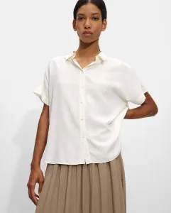 Женская блузка с коротким рукавом свободного кроя в однотонном цвете Parfois, белый