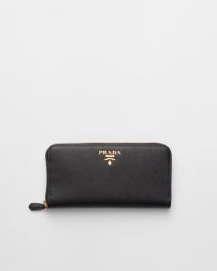 Большой кошелек из сафьяновой кожи Prada, черный