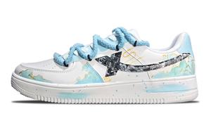 XTEP Кроссовки Air Force One с противоскользящим и износостойким дышащим низким верхом для скейтборда унисекс белого, синего и черного цветов