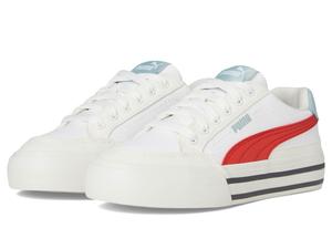 Кроссовки PUMA Kids Court Classic Vulc, Puma White/Red Fire/Vapor Gray