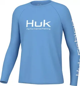 Однотонная рубашка с длинным рукавом HUK Youth Pursuit, цвет Marolina Blue