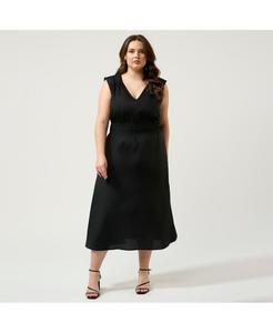 Платье миди Allyssa с эластичной талией ESTELLE, Black