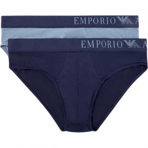 Двухкомплектные трусы Asv Soft touch Eco Viscose EMPORIO ARMANI, 2 шт (морской синий+синий)