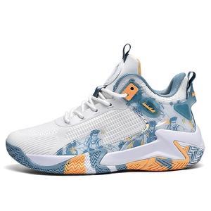 Kuding Мужские баскетбольные кроссовки мид-топ черно-белые с бело-голубым акцентом, всесезонные, цвет White Sea Blue, All-Season