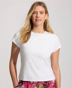 Женская солнцезащитная футболка с рукавами-крылышками и защитой от солнца UPF 50, со встроенным бюстгальтером Lands' End, White