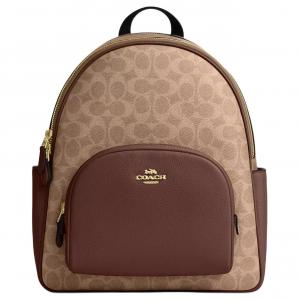 COACH Кожаный рюкзак женский большой коричневый желтый