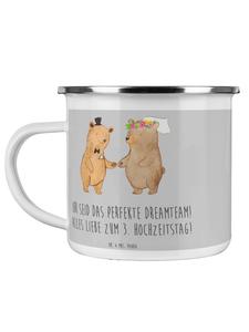 Кружка на третью годовщину свадьбы, кожаная свадьба, Команда мечты… в цвете Серый-меланжевый Mr. & Mrs. Panda