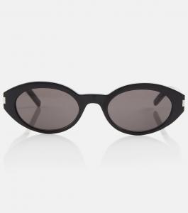 Овальные солнцезащитные очки из ацетата Saint Laurent, черный
