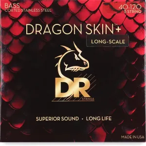 D.R Strings Струны для бас-гитары DR Strings Dragon Skin+ покрытые, 5-струнные - .040-.120 Легкие